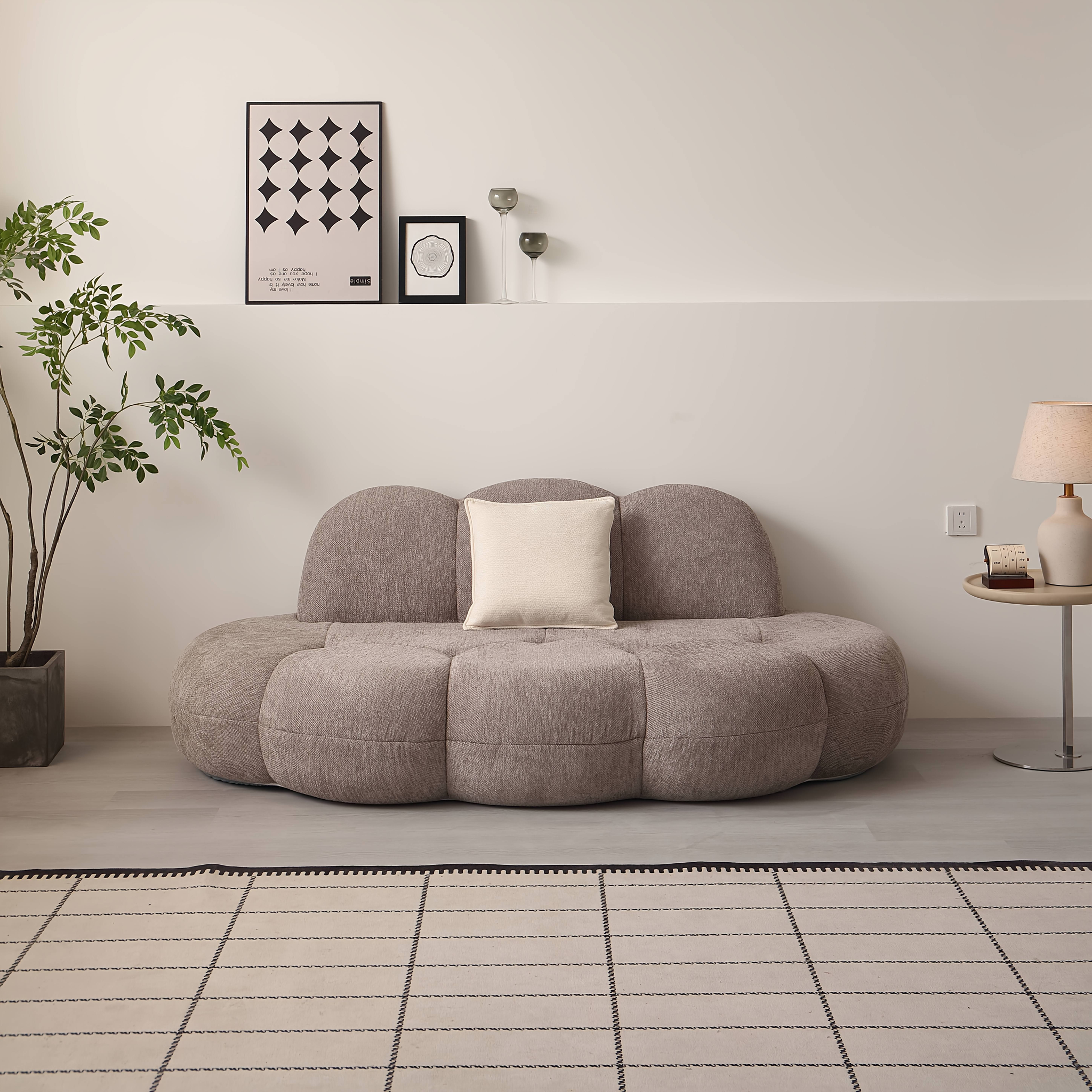 200.66 cm modern cloud shaped compression sofa, packaged in a box - no assembly required, soft ice fleece fabric&memory sponge filling pad, ergonomic support, non slip base, suitable for living rooms, bedrooms, and small space apartments