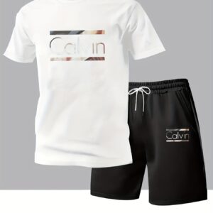 Breathable and Sweat-Absorbent Two-Pack! Men's Printed Short Sleeve T-Shirts - Summer Casual Trendy Style, Perfect for Commuting or Sports