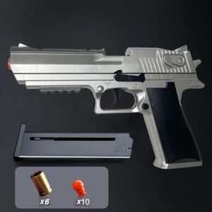 Golden Desert Eagle Toy Pistol, Automatic Ejection No Power Required Silvery Handgun Toy, Role-Playing Props, Soldier Pretend Play Outdoor Gun