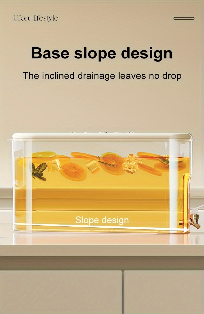 UFORU Large Capacity Cold Water Bottle with Faucet - Food-Grade Plastic, Leak-Proof Design, Transparent Lid for Easy Visibility - Perfect for Summer Beverages, Refrigerator Essential, Summer Beverage Container | Sleek Design | Durable Plastic