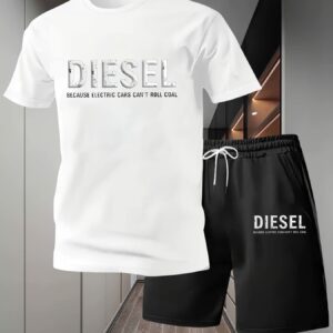 Men'S New Daily Comfortable Two-Piece Set, Including Short-Sleeved Shirt And Shorts, Perfect Choice