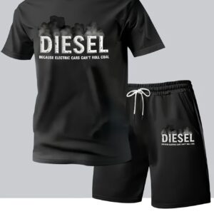 Men'S New Daily Comfortable Two-Piece Set, Including Short-Sleeved Shirt And Shorts, Perfect Choice