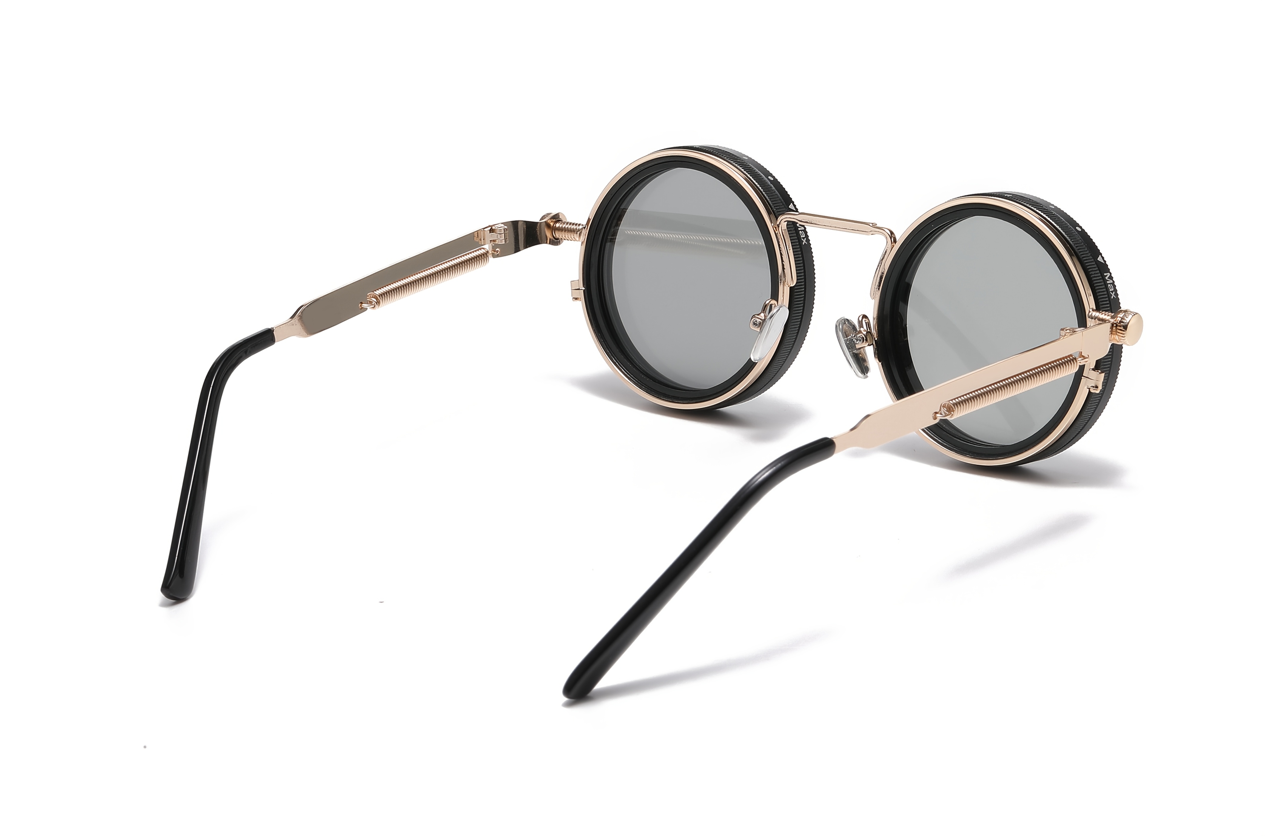 Fashion glasses with adjustable light, suitable for various scenes, retro punk party, festival, suitable for both men and women. Easter, graduation season, Halloween, Christmas. Aluminum-magnesium lens, alloy frame, case, lens cloth.