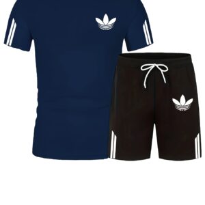 Men'S Fashion Round Neck Short Sleeve Set, Popular T-Shirt Top and Shorts in Europe and America, Spanish Style Outfit