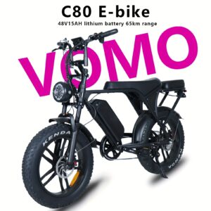EU Hot-Selling C80 20-Inch Electric Bicycle 48V15Ah Lithium Battery Dual Disc Brakes 7 Speeds Front Shock Absorber Anti-Theft Alarm Fat Tire Off-Road Commuting Snow Outdoor Black And Brown 150Kg Load 40-60Km Range