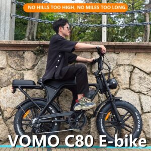 EU Hot-Selling C80 20-Inch Electric Bicycle 48V15Ah Lithium Battery Dual Disc Brakes 7 Speeds Front Shock Absorber Anti-Theft Alarm Fat Tire Off-Road Commuting Snow Outdoor Black And Brown 150Kg Load 40-60Km Range