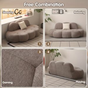200.66 cm modern cloud shaped compression sofa, packaged in a box - no assembly required, soft ice fleece fabric&memory sponge filling pad, ergonomic support, non slip base, suitable for living rooms, bedrooms, and small space apartments