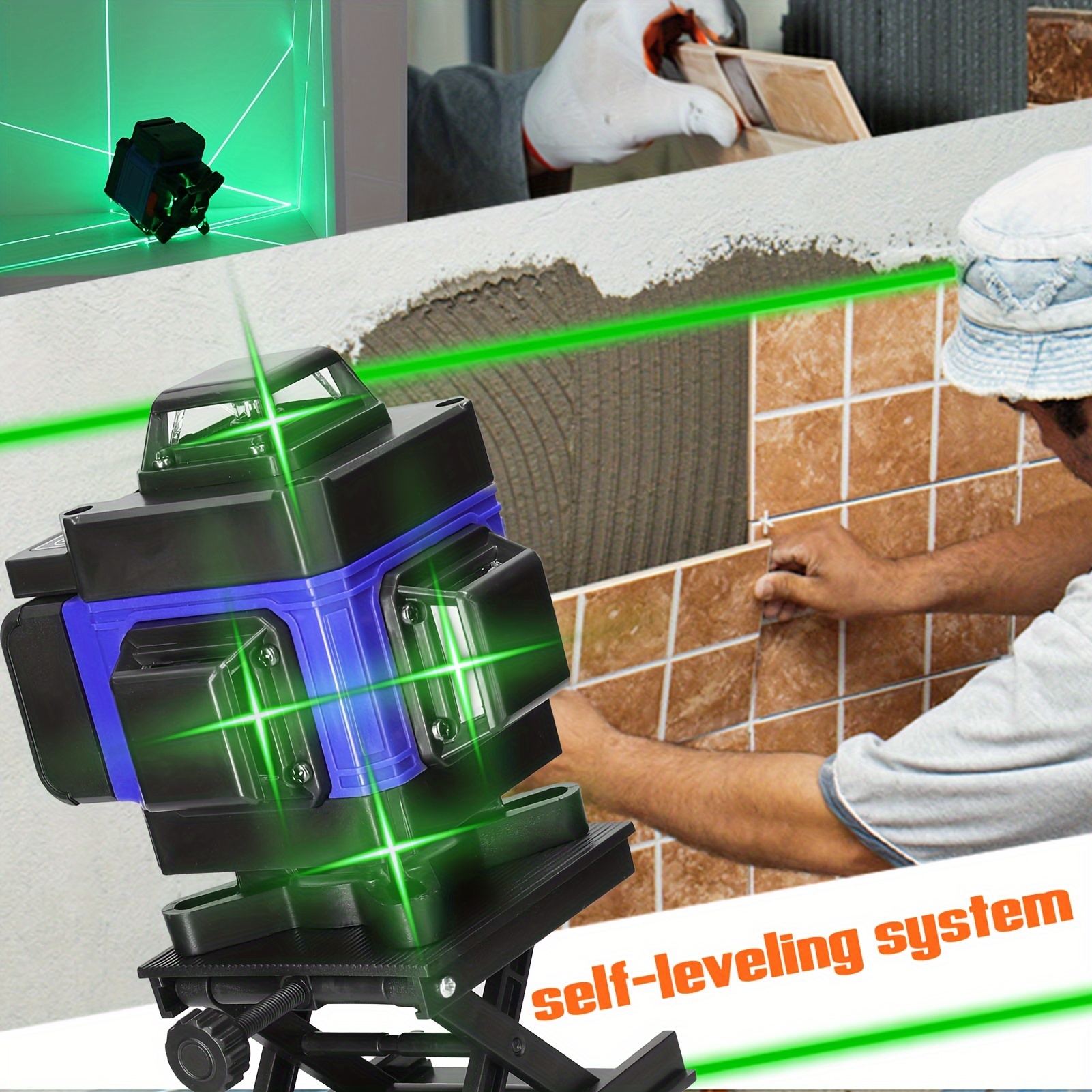 Lixada Multifunctional 4D 16 Line Laser Level 3° Self-Leveling Machine USB Rechargeable Lithium Battery Leveling Tool With Vertical Horizontal Tilt Line All-round Ground Wall Sticker Line Optional Alloy Extension Bar Tripod Stand For House Renovation