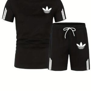 Men'S Fashion Round Neck Short Sleeve Set, Popular T-Shirt Top and Shorts in Europe and America, Spanish Style Outfit