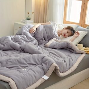 Ultra-Soft Lightweight All-Season Comforter - 100% Polyester, Machine Washable, Breathable & Light Beige-Friendly, Contemporary Style with Fantasy Pattern & Applique Trim for Bedroom, Sofa, Camping, Travel, Sofa Throw, Stylish Bedding, Microfiber Filling