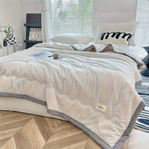 Ultra-Soft Lightweight All-Season Comforter - 100% Polyester, Machine Washable, Breathable & Light Beige-Friendly, Contemporary Style with Fantasy Pattern & Applique Trim for Bedroom, Sofa, Camping, Travel, Sofa Throw, Stylish Bedding, Microfiber Filling