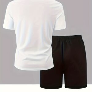 Men'S Fashion Round Neck Short Sleeve Set, Popular T-Shirt Top and Shorts in Europe and America, Spanish Style Outfit