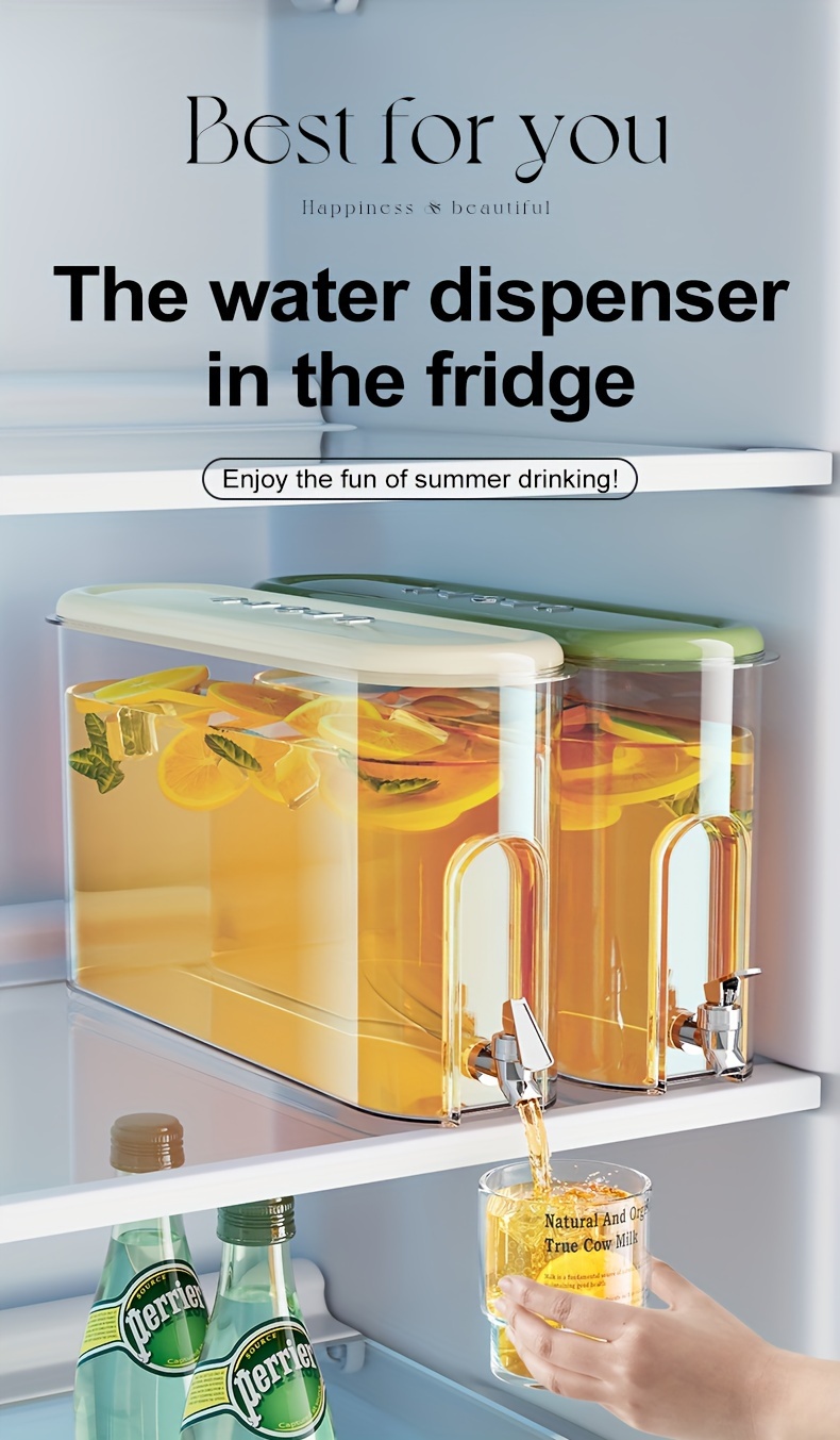 UFORU Large Capacity Cold Water Bottle with Faucet - Food-Grade Plastic, Leak-Proof Design, Transparent Lid for Easy Visibility - Perfect for Summer Beverages, Refrigerator Essential, Summer Beverage Container | Sleek Design | Durable Plastic