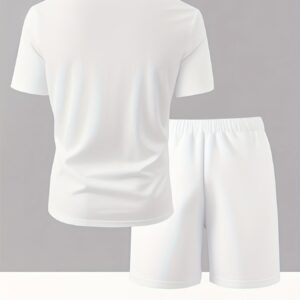 Summer Men'S Casual Sports Short Sleeve T-Shirt and Shorts Set, Comfortable Breathable, Suitable for Outdoor Jogging Running Fitness, Diesel Letter Print Design - 2pcs Set