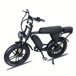 EU Hot-Selling C80 20-Inch Electric Bicycle 48V15Ah Lithium Battery Dual Disc Brakes 7 Speeds Front Shock Absorber Anti-Theft Alarm Fat Tire Off-Road Commuting Snow Outdoor Black And Brown 150Kg Load 40-60Km Range