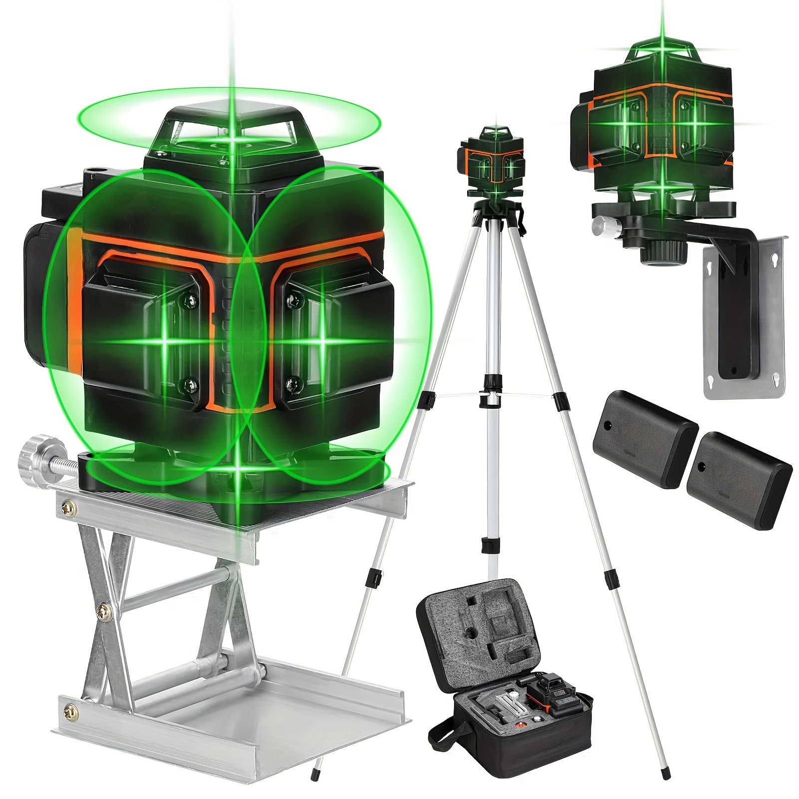 Lixada Multifunctional 4D 16 Line Laser Level 3° Self-Leveling Machine USB Rechargeable Lithium Battery Leveling Tool With Vertical Horizontal Tilt Line All-round Ground Wall Sticker Line Optional Alloy Extension Bar Tripod Stand For House Renovation