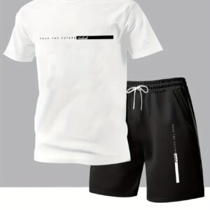 Men'S New Daily Comfortable Two-Piece Set, Including Short-Sleeved Shirt And Shorts, Perfect Choice