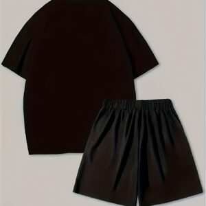 CALVIN Letter Print Men's Two-Piece Set: Stylish Short-Sleeve T-Shirt and Shorts, Perfect for All Seasons, Ideal for Outdoor Activities