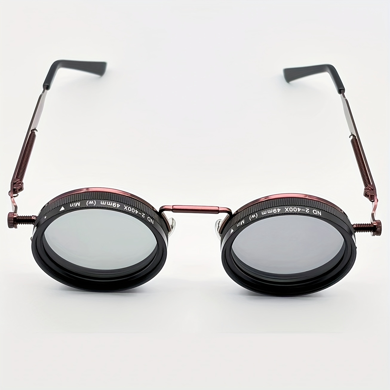 Fashion glasses with adjustable light, suitable for various scenes, retro punk party, festival, suitable for both men and women. Easter, graduation season, Halloween, Christmas. Aluminum-magnesium lens, alloy frame, case, lens cloth.