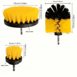 All-Purpose Drill Brush Attachment Set of 3 | Drill Brush Attachment Set | Brush Attachment for Power Drill | Drill Brush Attachment | Powered Carpet Cleaning Brushes for Car | for Tub Shower Tile, Bathroom, Kitchen Surface | Without Battery