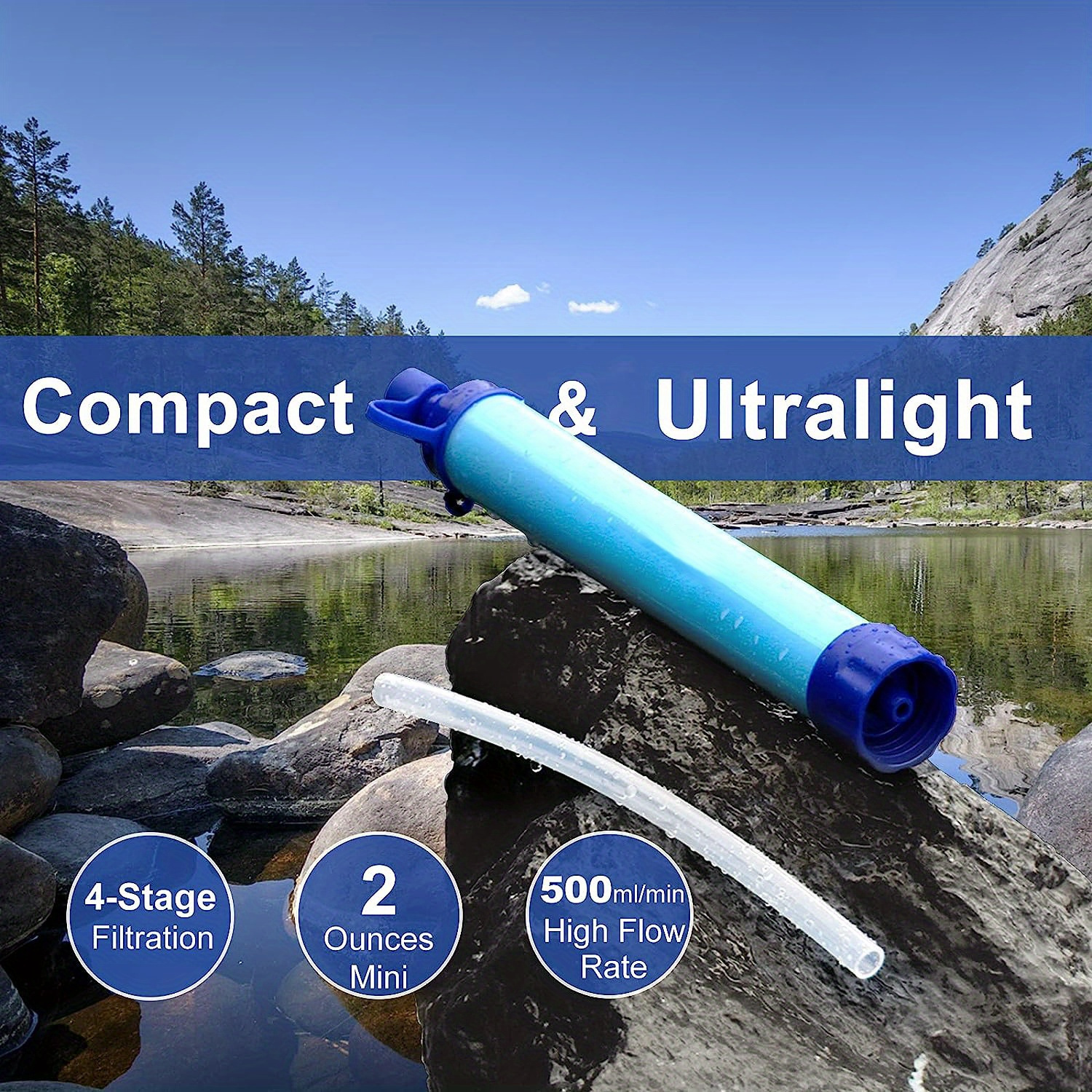 Ultimate Survival Water Filter Straw - Portable, Lightweight & Durable for Safe Drinking on the Go - Ideal for Camping, Hiking & Emergency Preparedness