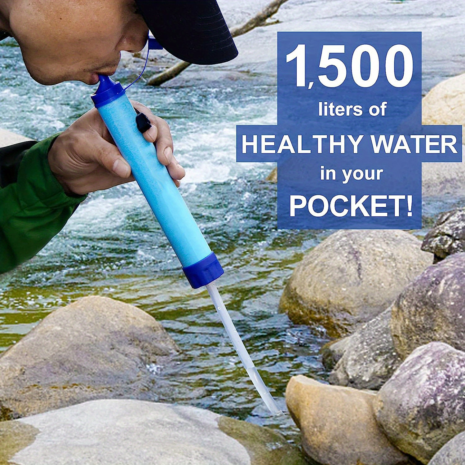 Ultimate Survival Water Filter Straw - Portable, Lightweight & Durable for Safe Drinking on the Go - Ideal for Camping, Hiking & Emergency Preparedness