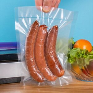 200pcs Food Vacuum Storage Bags with Manual Sealer - Durable Plastic Freshness Preservation Bags for Meat, Vegetables, Leftovers - Space-Saving Kitchen & Fridge Organization Essentials, Food Storage