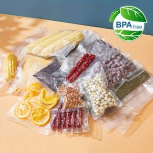 200pcs Food Vacuum Storage Bags with Manual Sealer - Durable Plastic Freshness Preservation Bags for Meat, Vegetables, Leftovers - Space-Saving Kitchen & Fridge Organization Essentials, Food Storage