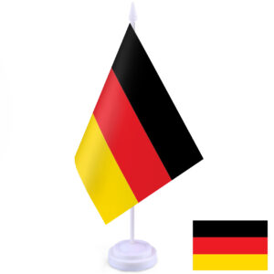 1pc, Germany National Table Flag, 14*21cm(5*8in), Black / White / Golden / Silvery Plastic Base, One-side Print, True Color, for Party, Activities, Business, Bar, School, Office, Sports Events, Festival, Patriotism, Decoration
