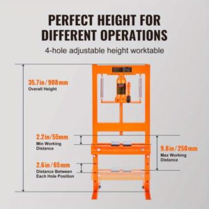 Hydraulic 6 Ton Shop Press with Press Plates H Frame Benchtop Press Stand for Metalwork and Fabrication