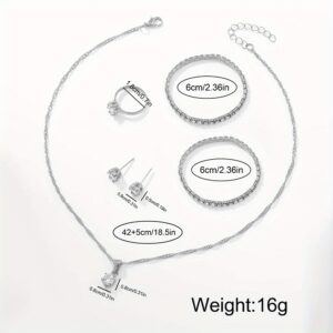 7pcs Women's Watch Set - Stylish Casual Quartz Wristwatch with Necklace, Bracelet, Ring, and Earrings Jewelry Set, Ideal for Birthday, Christmas, and New Year Gifts