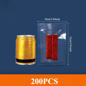 200pcs Food Vacuum Storage Bags with Manual Sealer - Durable Plastic Freshness Preservation Bags for Meat, Vegetables, Leftovers - Space-Saving Kitchen & Fridge Organization Essentials, Food Storage