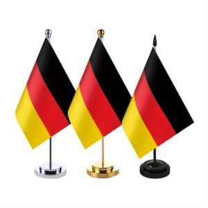 1pc, Germany National Table Flag, 14*21cm(5*8in), Black / White / Golden / Silvery Plastic Base, One-side Print, True Color, for Party, Activities, Business, Bar, School, Office, Sports Events, Festival, Patriotism, Decoration