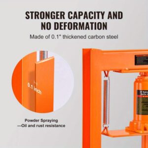 Hydraulic 6 Ton Shop Press with Press Plates H Frame Benchtop Press Stand for Metalwork and Fabrication