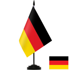 1pc, Germany National Table Flag, 14*21cm(5*8in), Black / White / Golden / Silvery Plastic Base, One-side Print, True Color, for Party, Activities, Business, Bar, School, Office, Sports Events, Festival, Patriotism, Decoration
