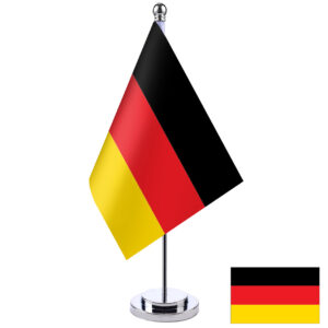 1pc, Germany National Table Flag, 14*21cm(5*8in), Black / White / Golden / Silvery Plastic Base, One-side Print, True Color, for Party, Activities, Business, Bar, School, Office, Sports Events, Festival, Patriotism, Decoration