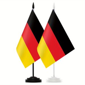 1pc, Germany National Table Flag, 14*21cm(5*8in), Black / White / Golden / Silvery Plastic Base, One-side Print, True Color, for Party, Activities, Business, Bar, School, Office, Sports Events, Festival, Patriotism, Decoration