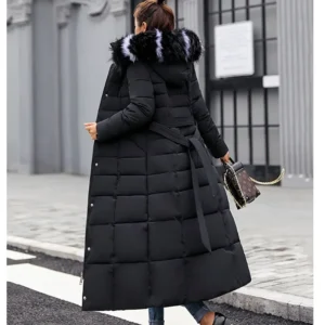 Long Down Cotton Parkas Coat Female New Winter Over Knee Loose Large Fur Collar Hooded Warm Thick Parkas Women Padded Overcoat