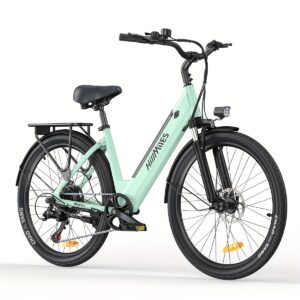 MileCity1 Step-Thru E-Bike with 250W Motor, 36V 13Ah Battery, 120KM Range, 25KM/H Speed, Front Suspension, 66.04cm x 4.95cm Tires, 7-Speed Gears & LED Display, Ideal for Urban Commuting and Long Comfortable Rides