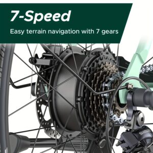 MileCity1 Step-Thru E-Bike with 250W Motor, 36V 13Ah Battery, 120KM Range, 25KM/H Speed, Front Suspension, 66.04cm x 4.95cm Tires, 7-Speed Gears & LED Display, Ideal for Urban Commuting and Long Comfortable Rides