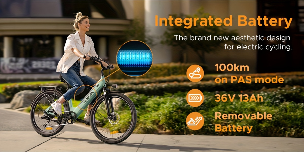 MileCity1 Step-Thru E-Bike with 250W Motor, 36V 13Ah Battery, 120KM Range, 25KM/H Speed, Front Suspension, 66.04cm x 4.95cm Tires, 7-Speed Gears & LED Display, Ideal for Urban Commuting and Long Comfortable Rides