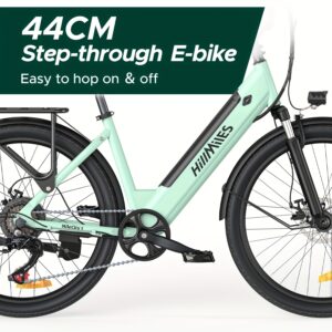 MileCity1 Step-Thru E-Bike with 250W Motor, 36V 13Ah Battery, 120KM Range, 25KM/H Speed, Front Suspension, 66.04cm x 4.95cm Tires, 7-Speed Gears & LED Display, Ideal for Urban Commuting and Long Comfortable Rides