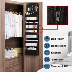 5 - Shelf Hanging Storage: Anti - Tilt, 5 large pockets. Good for bedroom, bathroom, living room (behind - door use).
