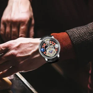 Pindu Hemelse Aarde Roulette Horloge Transparante Kast Ontwerp Heren Quartz Polshorloge Tijdaanpassing Jacob Relogio P6570
