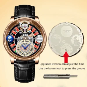 Pindu Hemelse Aarde Roulette Horloge Transparante Kast Ontwerp Heren Quartz Polshorloge Tijdaanpassing Jacob Relogio P6570