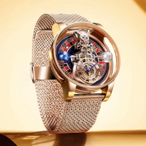 Pindu Hemelse Aarde Roulette Horloge Transparante Kast Ontwerp Heren Quartz Polshorloge Tijdaanpassing Jacob Relogio P6570