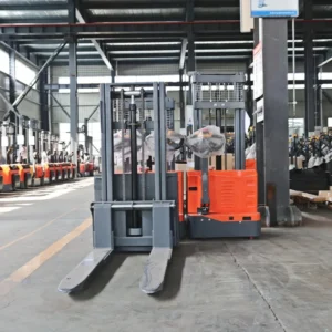 Fully Electric Walkie Stacker 1.5t 2t Power Drive and Lift Electric Stacker Stand on Forklift Adjustable Fork Material Lifting