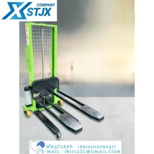 Portable self lifting electric loading and unloading forklift with vehicle