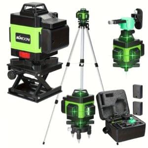 Lixada Multifunctional 4D 16 Line Laser Level 3° Self-Leveling Machine USB Rechargeable Lithium Battery Leveling Tool With Vertical Horizontal Tilt Line All-round Ground Wall Sticker Line Optional Alloy Extension Bar Tripod Stand For House Renovation