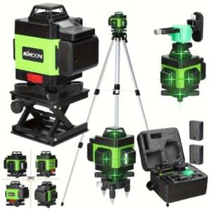 Lixada Multifunctional 4D 16 Line Laser Level 3° Self-Leveling Machine USB Rechargeable Lithium Battery Leveling Tool With Vertical Horizontal Tilt Line All-round Ground Wall Sticker Line Optional Alloy Extension Bar Tripod Stand For House Renovation